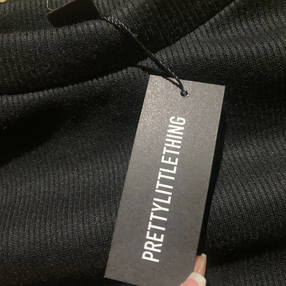 NWT | PrettyLittleThing | Black High Neck Ribbed Bodycon Dress, Size 0 - Picture 6 of 7